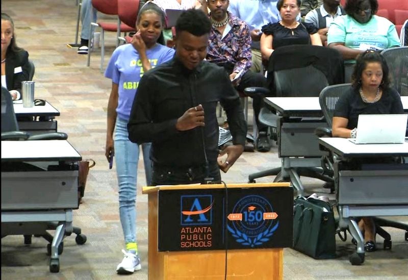 Iman Cook told the Atlanta school board at a recent meeting that students her age struggle with anxiety and depression, but she said schools don't have enough resources to support them.  He suggested creating a student-led mental health board to help come up with solutions.  (Photo attached.)